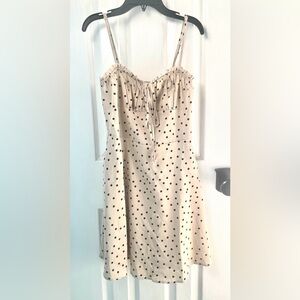 Cute Beige Polka Dot Strapless Dress
